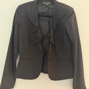 Ralph Lauren Black Ruffle-Front Women's Blazer